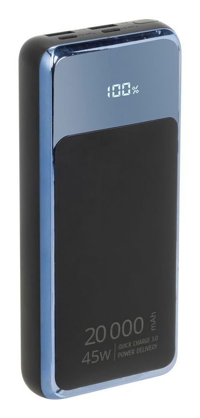 RIVACASE Power Bank 20000 mAh QC/PD 45W LCD kannettavaan tietokoneeseen Musta