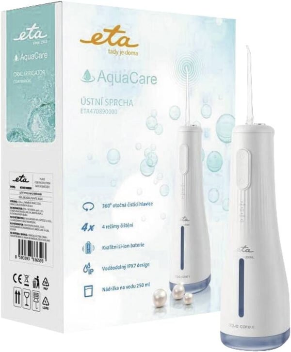 Eta AquaCare II, 0,25 l, Vit, Trådlös mundusch, 2,1 kPa, 8,3 kPa, Knappar