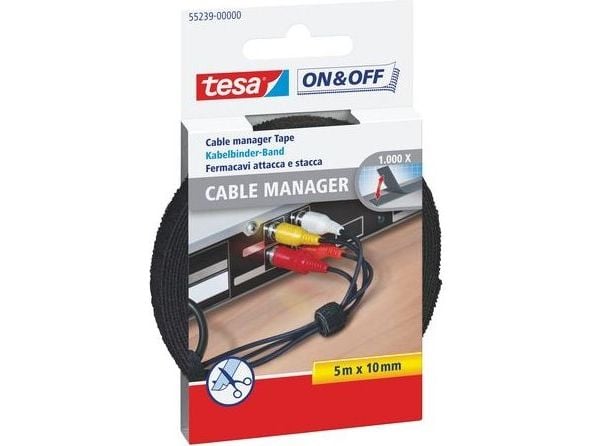 Tesa On & Off - Kabelsamlare - svart - 5 m