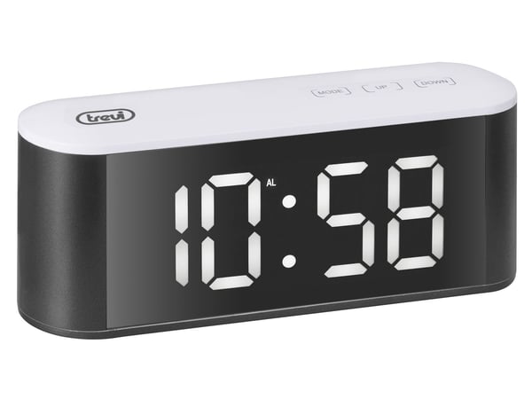 Trevi EC 883 BL, Digital väckarklocka, Rektangel, Svart, Vit, 12/24h, F, °C, LED