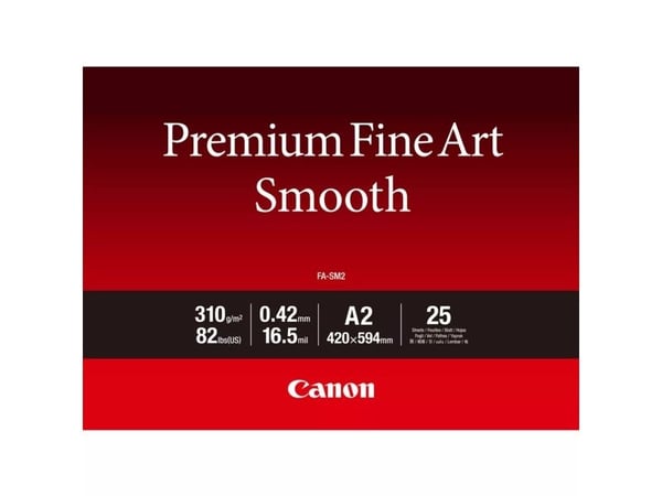 Canon Premium Fine Art FA-SM2 - Glatt - 16,5 mille - A2 (420 x 594 mm) - 310 g/m² - 82 pund - 25 ark fotopapir - for imagePROGRAF PRO-1000