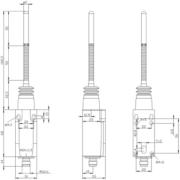 Siemens 3SE52340HR011AC4 3SE5234-0HR01-1AC4 Stoppkontakt 4 A Fjäderstång, plastbumpers IP65 1 st