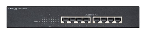 LANCOM GS-1208P - Switch - ikke-styrt - 8 x 10/100/1000 (PoE+) - stasjonær, rackmonterbar - PoE+ (65 W)