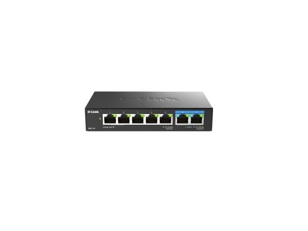 D-Link DMS-107/E nettverksswitch, 7 porter, ustyrt, 5x Gigabit, 2x 2.5GBase-T