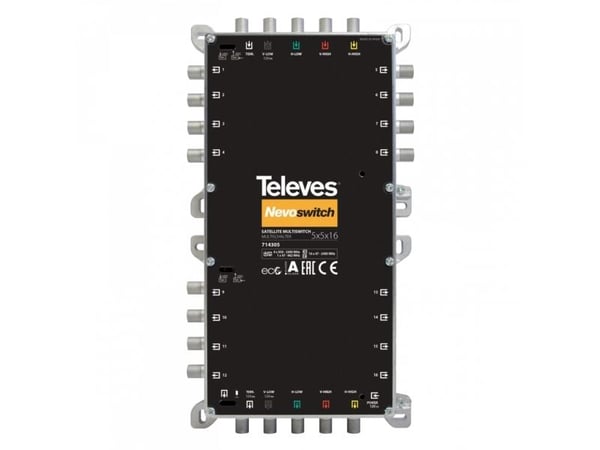 Televes 714404, 5 innganger, 12 utganger, 950 - 2400 MHz, 47 - 862 MHz, 3 dB, 4 dB