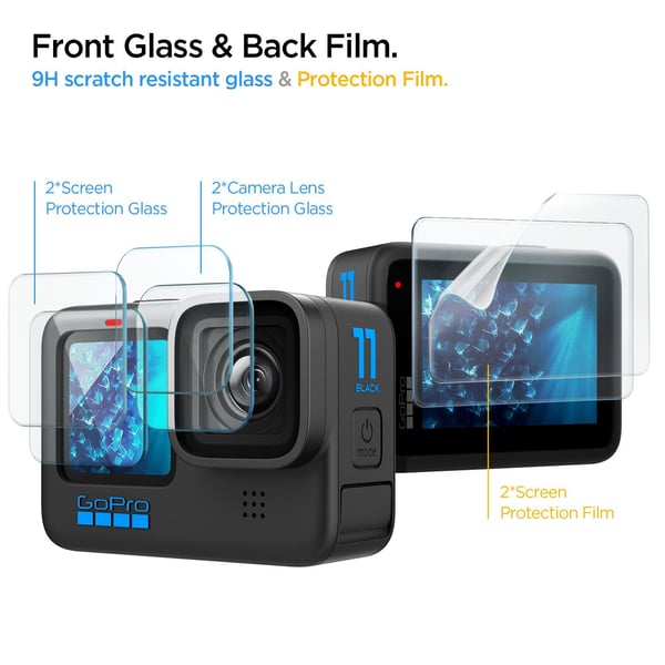Spigen HERO11 Black Screen Protector, Läpinäkyvä, GoPro HERO11 Black, Karkaistu lasi, 62 mm, 0,254 mm, 40,9 mm