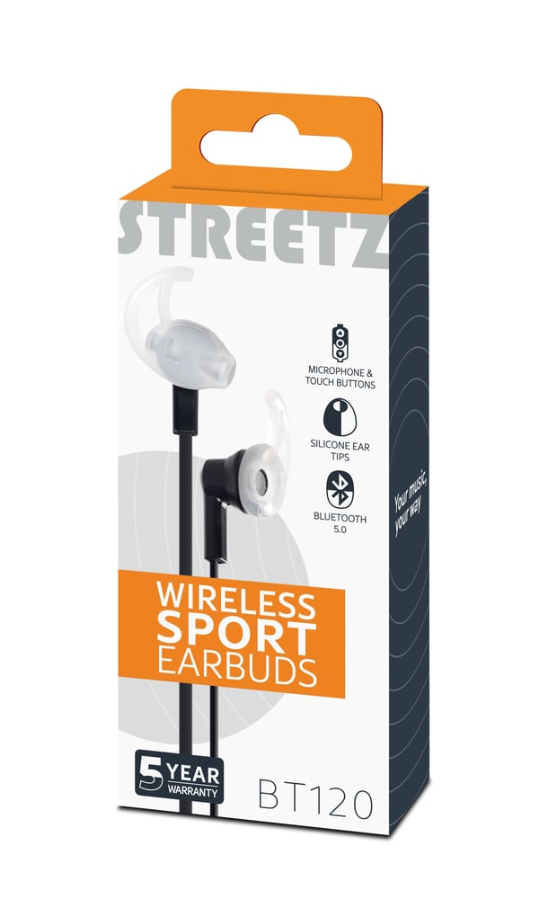 Streetz HL-BT303, Trådløs, Samtale/Musikk/Sport/Hverdag, 20 - 20000 Hz, 20 g, Hodesett, Svart