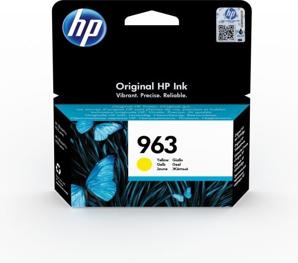 HP 963 alkuperäinen keltainen mustepatruuna, Perusvärintuotto, Keltainen, Väriainepohjainen muste, 10,7 ml, 1 kpl, Kertapakkaus