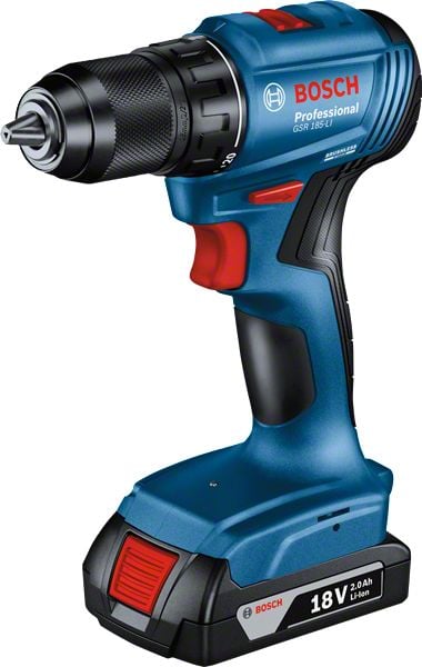 Bosch GSR 185-LI Professional sladdlös borrskruvdragare 18 V 2 x 2 Ah batterier