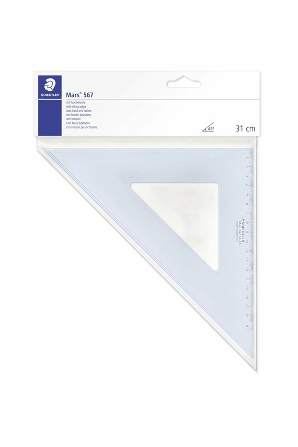 STAEDTLER Mars - Triangel - 32 cm - 45°, 45° - genomskinligt blå - plast