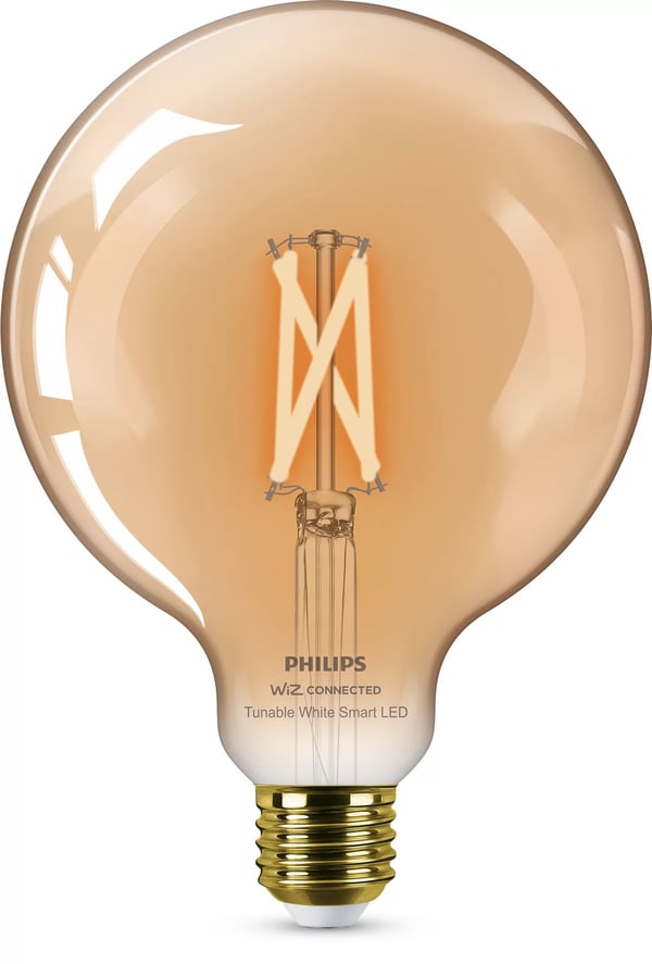 Philips Smart - LED-glödlampa med filament - form: G125 - E27 - 7 W (motsvarande 50 W) - klass F - varmt till kallt vitt ljus - 2000-5000 K - bärnsten