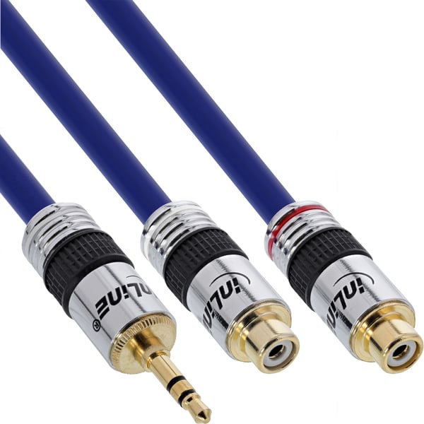 InLine 89941P, 2 x RCA, Hankjønn, 3.5mm, Hunkjønn, 0,25 m, Blå