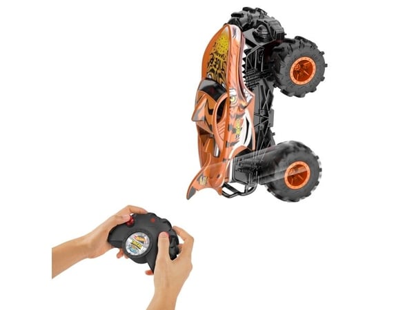 Hot Wheels Monster Trucks RC HW Tiger Shark RC i skala 1:24, fjärrstyrd leksakstruck, Fordon, 4 År, AAA, Plast, Svart, Orange