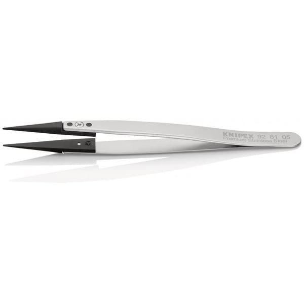 Knipex 92 81 05, Rostfritt stål, Svart, Rostfritt stål, Spetsig, Rak, 17 g, 10 mm