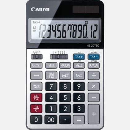 Canon HS-20TSC, Työpöytä, Talouslaskin, 12 lukua, Akku/Aurinko, Musta, Hopea