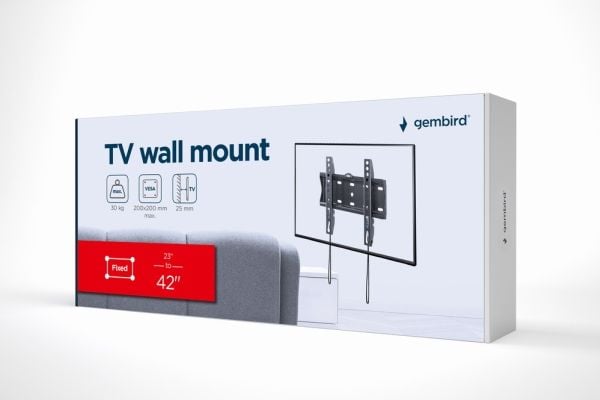Gembird WM-42F-01 - Monteringssats (väggfäste) - för TV - fast - stål - svart av fin textur - skärmstorlek: 23"-42"