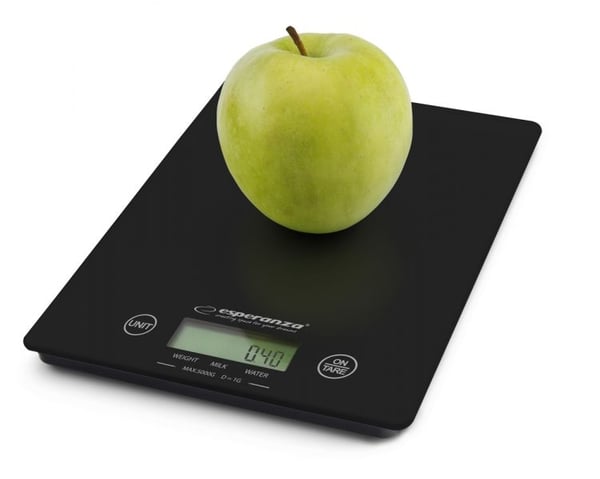 Esperanza EKS002K, Sähkökeittiövaaka, 5 kg, 1 g, musta, Pöytämalli, Suorakulmio