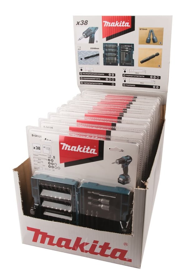 Makita - Skruvmejsel-, borr- och hylssats - 38 delar - 6 mm, 8 mm, 10 mm, 4 mm, 3 mm, 2 mm - torx, phillips, pozidriv, hex - längd: 50 mm, 25 mm, 9...