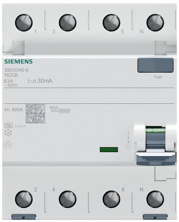Siemens 5SV33466GV01 FI-turvakytkin 63 A 0,03 A 400 V 0,03 A 400 V