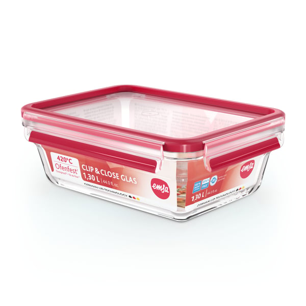 Emsa Clip&Close glasmatlåda 1,3 L röd
