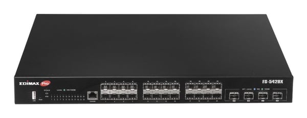 Edimax Pro FS-5428X - Switch - L2+ - smart - 24 x Gigabit SFP + 4 x 10 Gigabit SFP+ - rackmonterbar, stasjonær