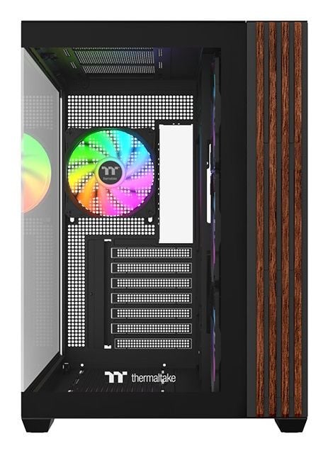 Thermaltake View 380 WS ARGB PC-kabinett ATX, svart/tre, herdet glass x2