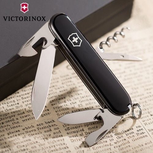Victorinox Spartan, Klappkniv uten lås, Multiverktøyskniv, Klipp punkt, Rustfritt stål, ABS syntetisk, Sort, Sølv
