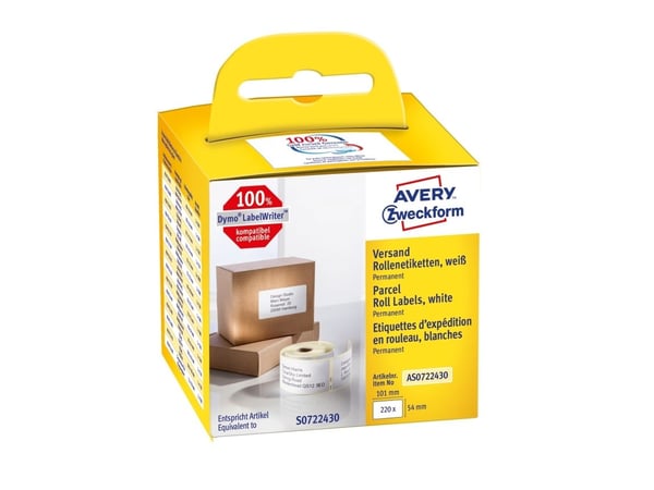 Avery Zweckform - Papir - permanet adhesiv - hvit - 54 x 101 mm 220 etikett(er) (1 rull(er) x 220) merkelapper