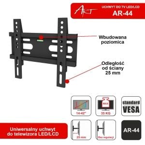ART AR-44 - Konsol - för LCD-TV - metall - svart - skärmstorlek: 14"-42" - väggmonterbar