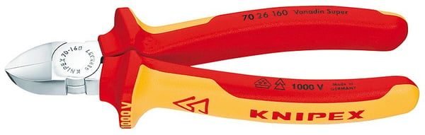 Knipex 70 26 160, Sivuleikkurit, Kromivanadiini-teräs, Muovi, Oranssi, Punainen, 160 mm, 216 g