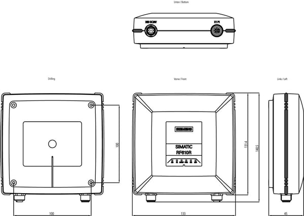 Siemens 6GT2811-6BC10-0AA0 Lesegerät, 133 mm, 133 mm, 45 mm, 133 mm, 500 g