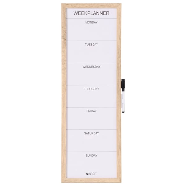 Whiteboard week planner 20x60 Wood frame