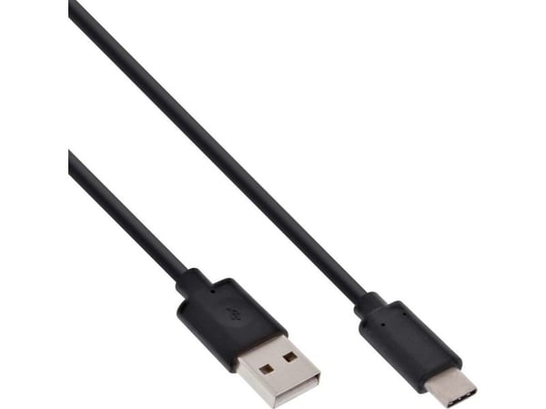 InLine USB C/USB A, 2 m, 2 m, USB C, USB A, USB 2.0, hane/kvinna, svart