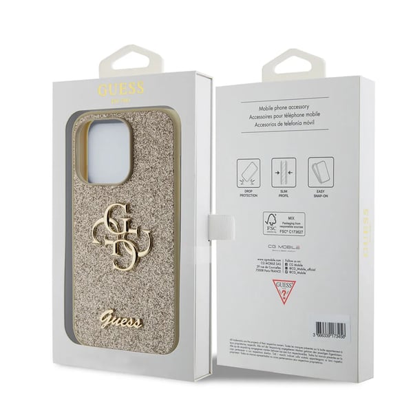 GUESS , Mobilskal, Apple, Apple iPhone 15 Pro, 17 cm (6.7"), Guld