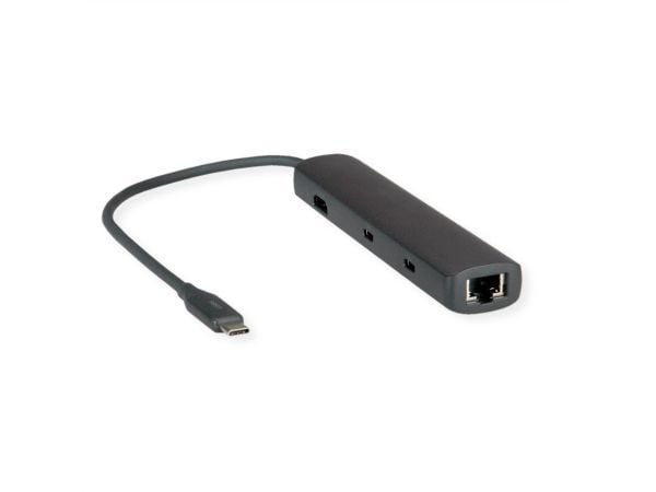 ROLINE 12021124, Koblet med ledninger (ikke trådløs), USB 3.2 Gen 1 (3.1 Gen 1) Type-C, 60 W, 10,100,1000,2500 Mbit/s, Grå, 7680 x 4320 piksler