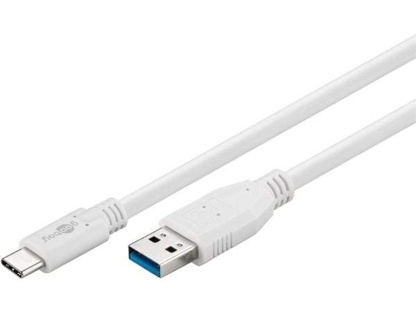 Goobay 67188, 1 m, USB C, USB A, USB 3.2 Gen 1 (3.1 Gen 1), 5 Gbit/s, Vit