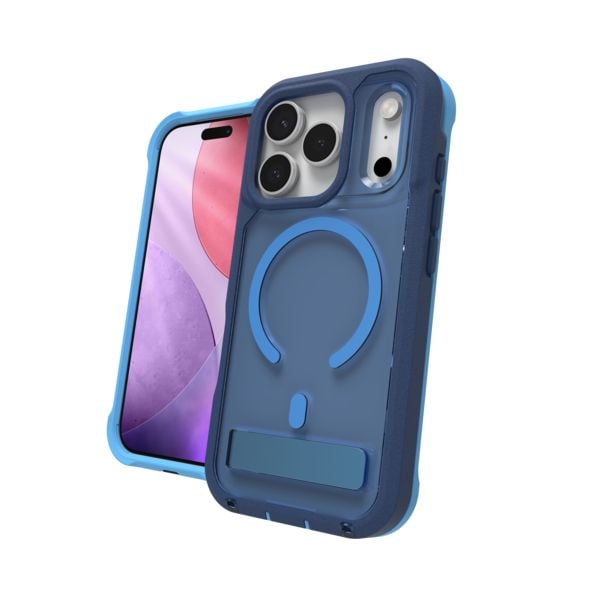 ZAGG Rainier Snap - Baksidedeksel for mobiltelefon - robust - stativ + kamerakontrollknapp - MagSafe-samsvar - grafen - kobaltblå horisont - for Ap...