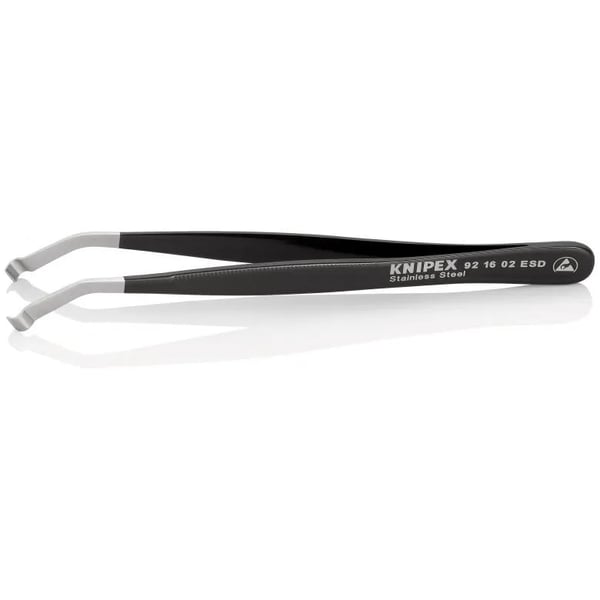 Knipex 92 16 02 ESD, rustfritt stål, svart, flat, buet, 15 g, 10 mm
