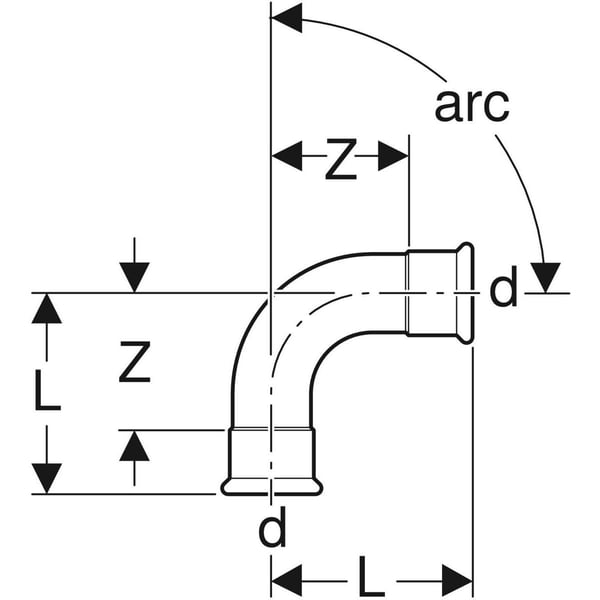 Geberit 60103, 90°, 42 mm, 22 mm