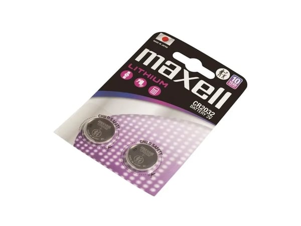 Maxell 12238500, Engangsbatteri, CR2032, Lithium-Manganese Dioxide (LiMnO2), 3 V, 2 stykker, 220 mAh