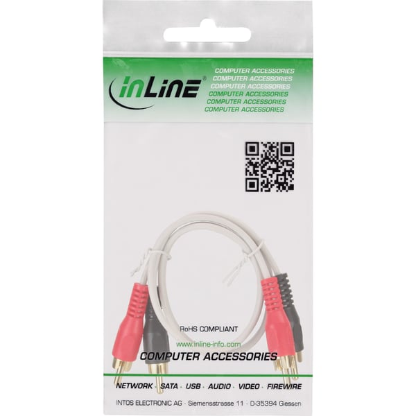 InLine 89933U, Uros, 2 x RCA, Uros, 0,5 m, Valkoinen