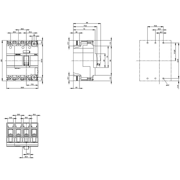 Siemens 3VA1080-2ED46-0AA0 strømbryter, 1 stk. Innstillingsområde (strøm): 80–80 A Koblingsspenning (maks.): 690 V/AC (B x H x D) 101,6 x 130 x 70 ...