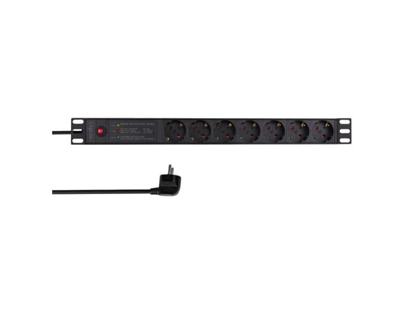 LogiLink PDU7C02, 1U, Vertikal, Aluminium, Sort, 7 AC-utganger, Type F