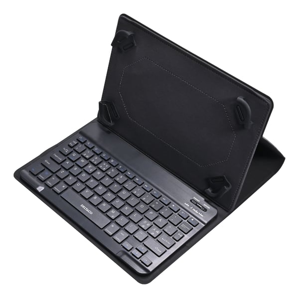 DELTACO TB-138 - Tastatur og folioveske - trådløs - Bluetooth - Nordisk - svart tastatur, svart boks