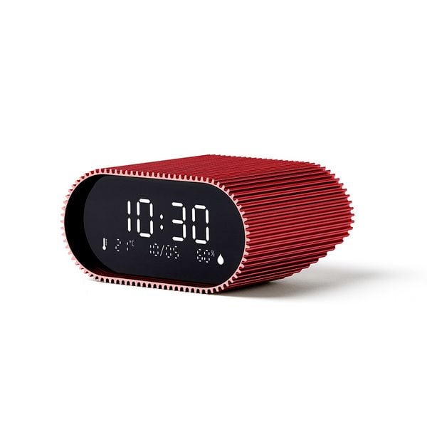 LEXON Ray Clock, Digital väckarklocka, Oval, Röd, Akrylnitrilbutadienstyren (ABS), Gjuten aluminium, inomhus, Adult/Child