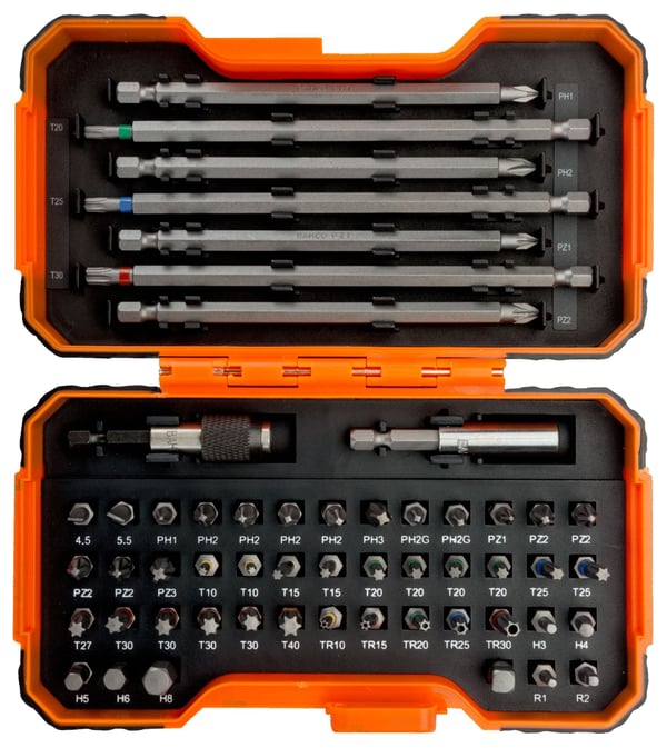 Bahco-bittisarja 1/4" 54 kpl LIGE-PH-PZ-TX-TX-TX reiällä-HEX