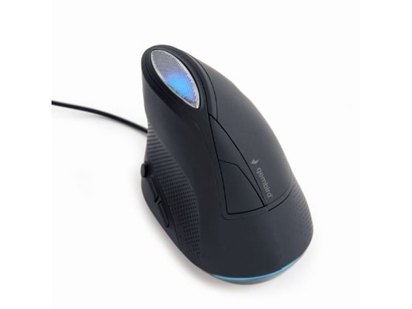 Gembird - Vertikal mus - ergonomisk - optisk - 6 knappar - kabelansluten - USB - rymdgrå - blåsa