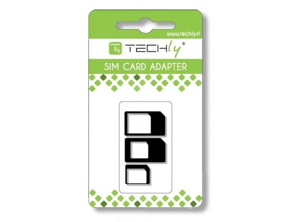Techly I-SIM-3, SIM-kortadapter, Micro-SIM, Nano-SIM, SIM i full størrelse, Micro-SIM, 3 stykker, Sort, 9 g