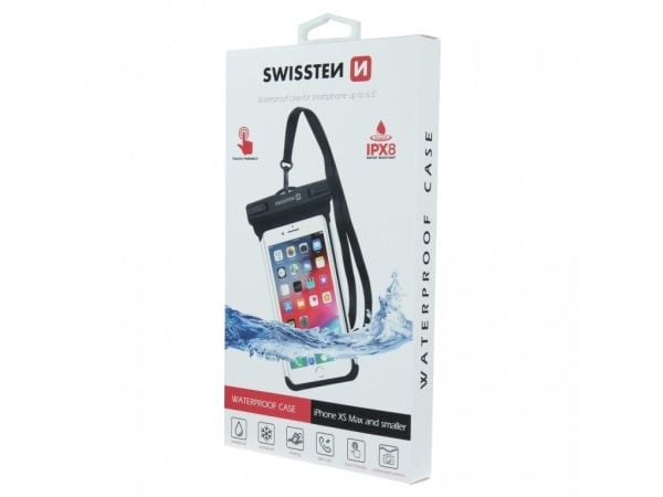 Swissten 32900800, Veske beholder, Universell, iPhone XS Max and smaller, 16,5 cm (6.5"), Sort, Gjennomsiktig