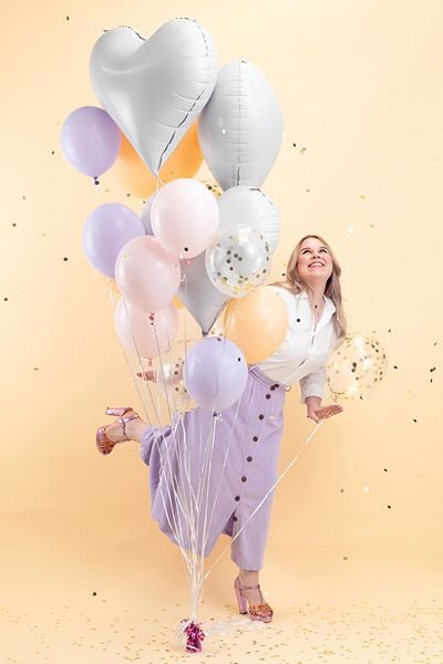 PartyDeco FB141-008, Lekeballong, Folie, Hvit, Monokromatisk, Hjerte (form), Gutt/Jente
